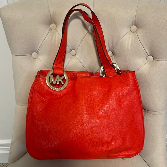 Michael Kors Bags Michael Kors Red Pebbled Leather Shoulder Bag